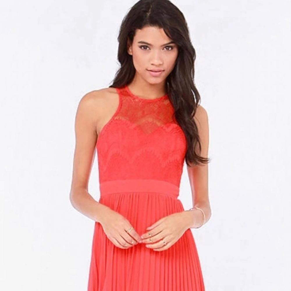 Bariano Stun In a Million Coral Red Lace Dress in Size 10